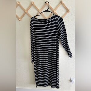 Time and Tru Black and White Striped Long Sleeve Dress